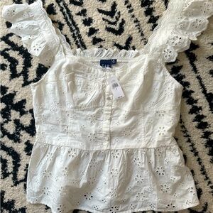 GAP white lace top, brand new